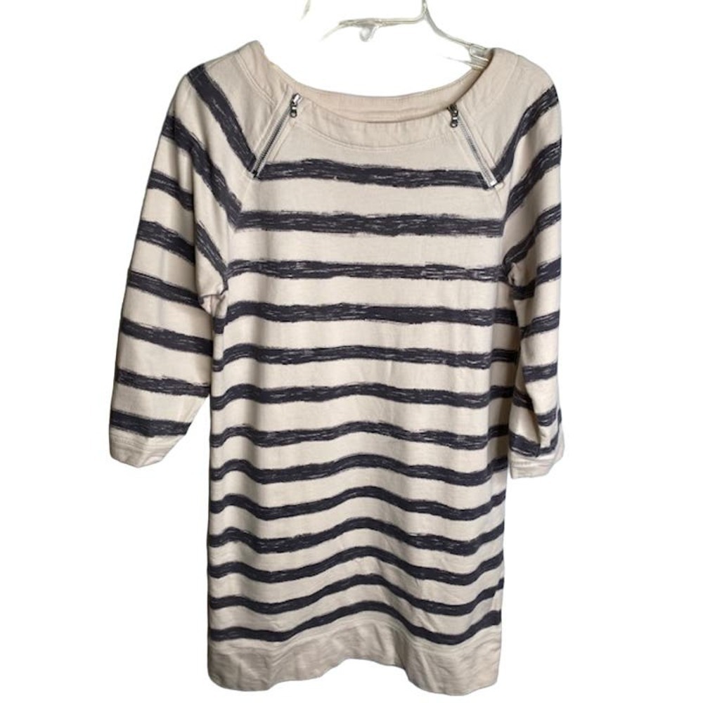Loft Women's Dress/Tunic Size XS Cream/Black Zipper Detail